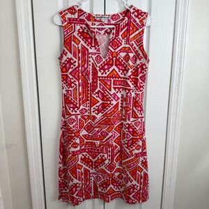 Barbara Gerwit Dress Womens Small Pink Orange Geometric Shift Resort Preppy